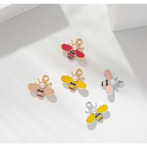 10Pcs Enamel 3D Flying Bee Charm Pendant for Jewerly DIY Making Bracelet Women Necklace Earrings Accessories Findings Craft
