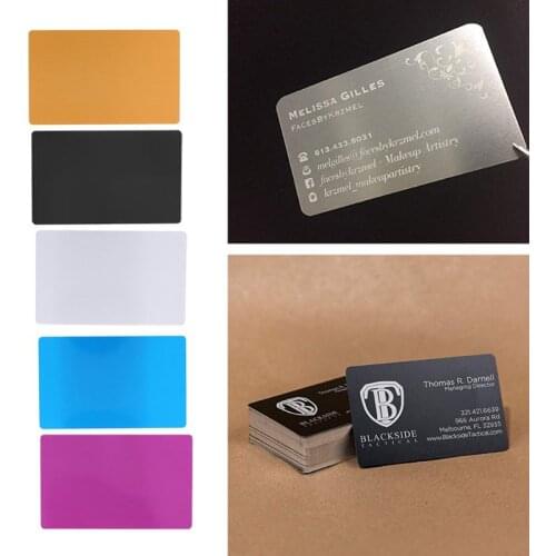 100PCS Metal Business Card Blank Material Aluminum Laser Marking Special Logo Printing Portable DIY Art Craft Fashion Name Cards