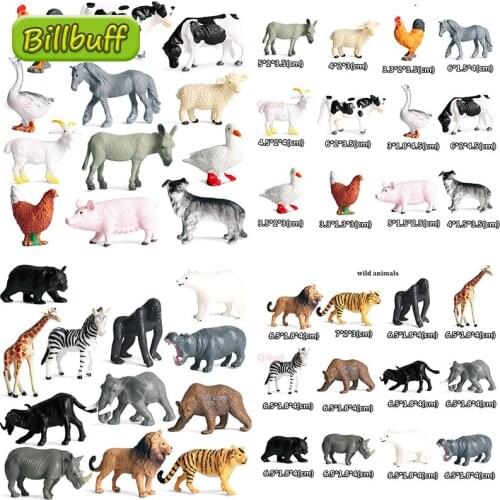 12pcs Simulation Wild Animal Model Toy Mini Animal Lion Tiger Chicken Duck Cow Poultry Child PVC Figures Dolls toys for children
