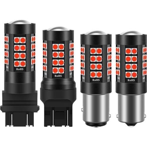 2pcs Flash Red S25 1156 BA15S 1157 BAY15D T25 3157 T20 7443 Car LED Turn Signal Reverse Light Brake Lamp Bulbs 44SMD 3030 DC12V