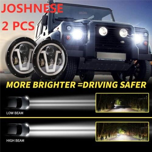 2PCS 7" 600W New Auto Car Lights Lamp LED Headlight Bulbs High/Low Beam Bulb Halo Angle Eyes For Jeep Wrangler JK LJ TJ CJ