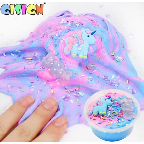 60ml Unicorn Puff Slime Plastic Clay Light Colorful Modeling Polymer Clay Sand Fluffy Bicolor Light Plasticine Gum For Handmade