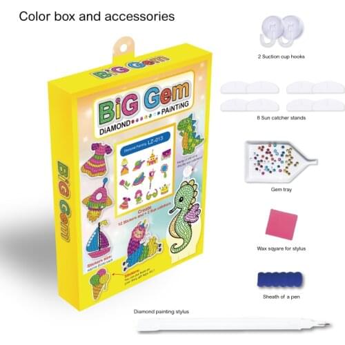 BIG GEM 5D Diamond Painting Stickers Self-Adhesive Diamond Painting by Number Kits Cartoon Rhinestone Sticker for DIY Crafts Dec