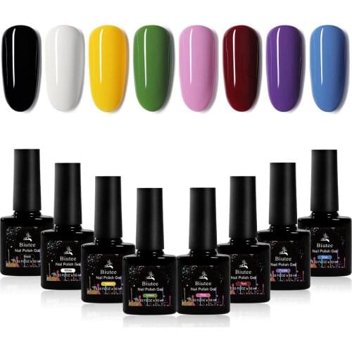 Biutee 8Color/6Colors Gel Nail Polish Set 10 ML Varnish Nail Polish Kit Glitter For Nails Christmas Gift Black White Red Color