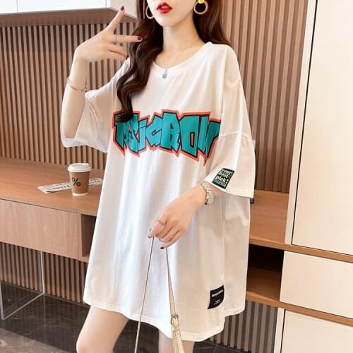 Summer Korean Style Loose T-shirt Womens New Ins Super Hot Letter Printing Trendy Top Fashion