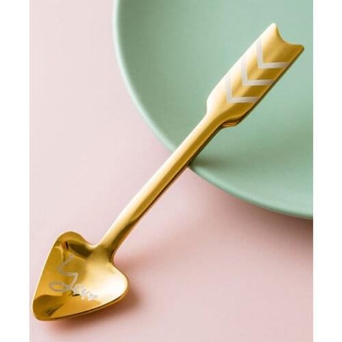 Hot Sell Creative Cupid Arrow Love Spoon Stainless Steel Coffee Spoon Dessert Spoon Stirring Spoon Baking Kitchen Tools