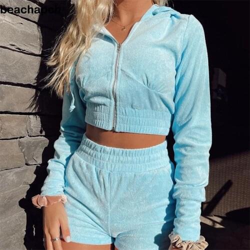 Beachapche Women Pink Casual Two Piece Set Zipper Hoodie Crop Top and Pants Tracksuit Set Solid 2 Piece Set Outfits New Women
