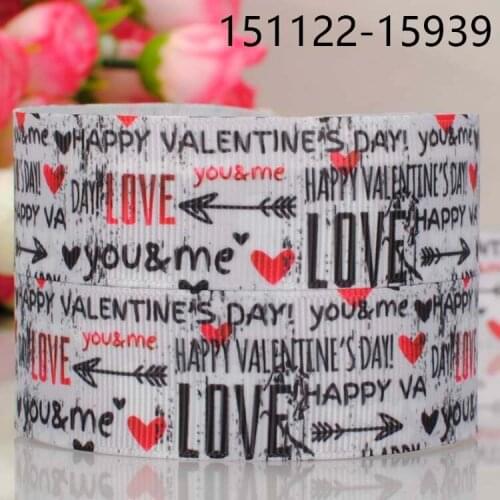 Free shipping 50yards 7/8 " 22 mm alphabet pattern Valentine prints grosgrain ribbon tape