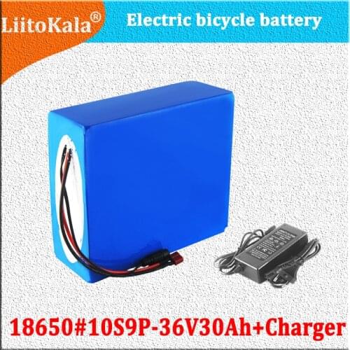 LiitoKala 36V 30AH lithium battery 36v 30ah battery for electric bicycle use 18650 battery cell with 20A BMS+42V Charger