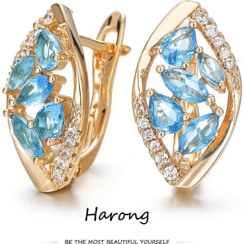 Fashion Classic Natural Zircon Earrings Fine Jewelry High Quality Green Blue Crystal Stud Earrings For Woman Wedding Gifts