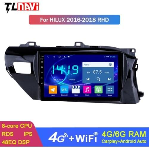 6G+128G Car Android 10 Multimedia Player For Toyota Hilux 2016 RHD Tape Recorder 4G LTE SIM Card Bluetooth GPS Radio Navigation