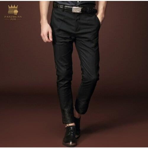 FANZHUAN brand Free shipping designer mens male New summer thin Slim Korean black cropped pants trousers personality 15824