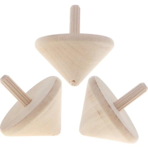 Set of 3 Classic Wooden Spinning Tops Peg-Top Adult Kid Spinning Toy Outdoor Games