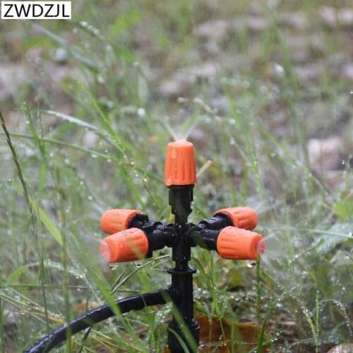 Drip irrigation Orange cross water nozzle Adjustable Atomizing sprinkler nozzle holder Drippers mist Sprinkler water 1/4" 10pcs