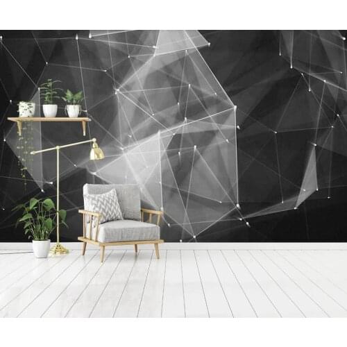 Custom 3D mural wallpaper modern simple black and white abstract geometric line 3D background wall decorative painting