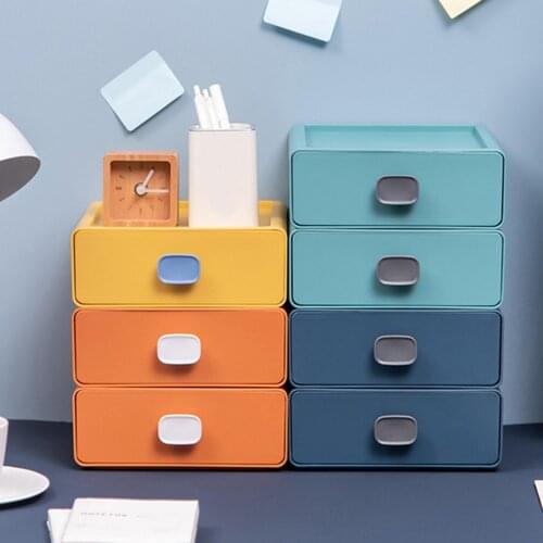 Desktop Storage Box Multifunctional Drawer Finishing Cabinet DIY Stackable Cosmetics Jewelry Storage Box Home Office Container