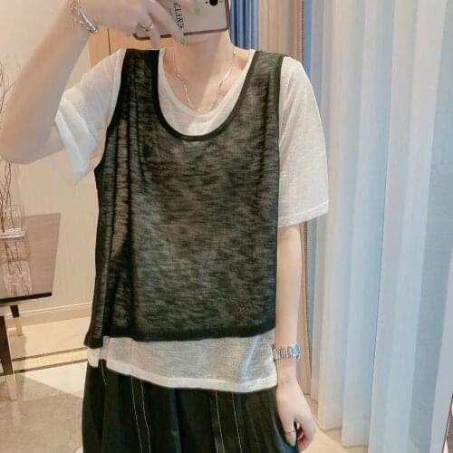 2021 New 20557 (2 Rooms, Small Room No.1 Lower) Non Real Net Red Picture Solid Color Short Sleeve Thin Two Piece Set [2000] 32