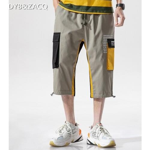 Teen Summer 2021 New Casual Cropped Mens Baggy Work Leg Pants High School Pants Streetwear Men Basketball Shorts Pants