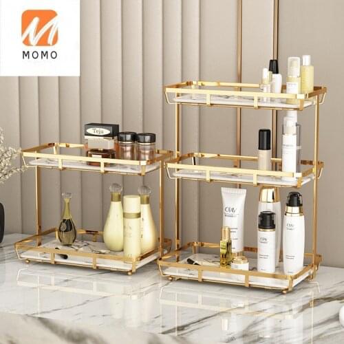 New Style 3-Tiers Carbon Steel Gold Corner Storage Shelf Rack For Bathroom