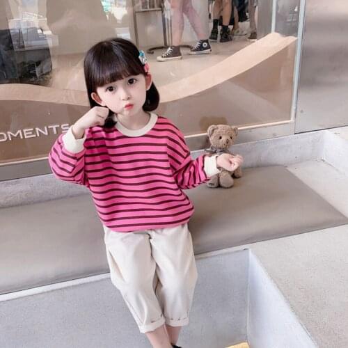 Clothes For Girls Striped Pattern Tracksuits For Girls Sweatshirt + Pants Costume For Girl Spring Autumn Kids Clothing