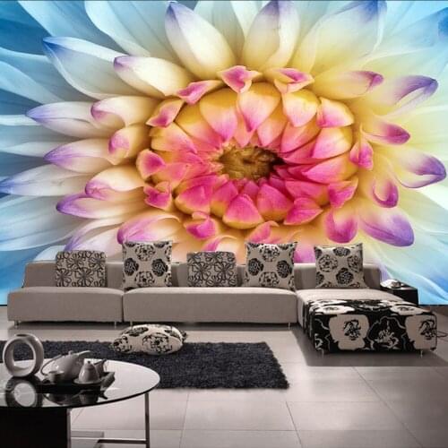 Wholesale Romantic 3d straw flower wall murals wallpaper for living room sofa background 3d wall photo mural vinyl murals