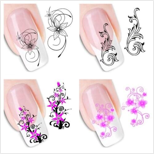 Wholesale 3D Temporary Tattoos Water Transfer Nail Sticker Beauty Wraps Foil Nail Art Decals 500packs/lot free EMS/DHL shipping