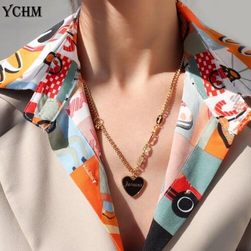 Dripping Oil Heart Necklace For Women Stainless Steel Necklace Forever Love For Girlfriend Gold Plated Jewelry Woman