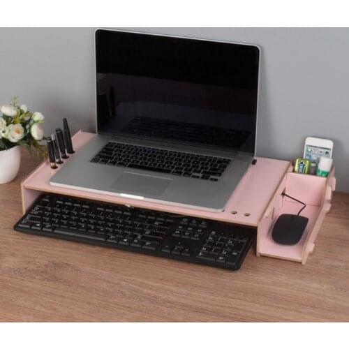 Multi-function Wooden Laptop Desk Monitor Stand Computer Screen Riser Shelf Plinth Strong Stand Desktop Holder For Notebook TV