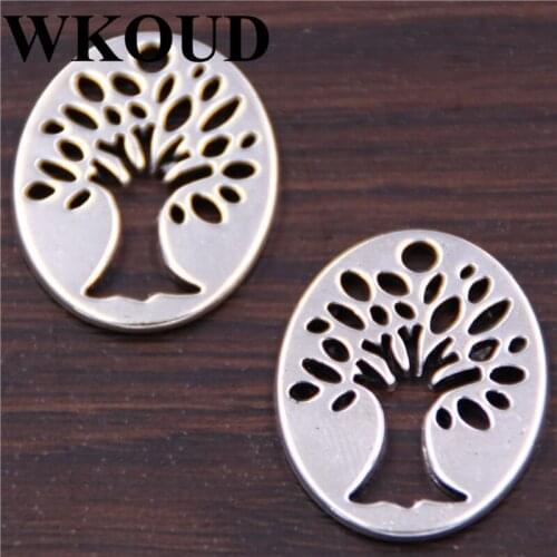 WKOUD 10pcs Antique Sliver Hollow Tree Charms Pendants For Jewelry Making DIY Handmade Craft 26x20mm A175
