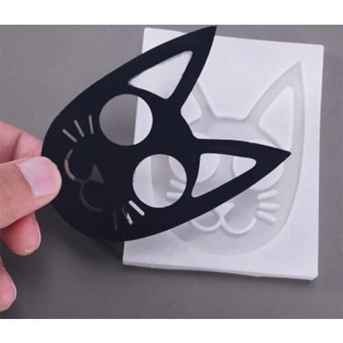 Crystal Epoxy DIY Resin Mold Shiny Defense Cat Keychain Casting Silicone Mould W0YA