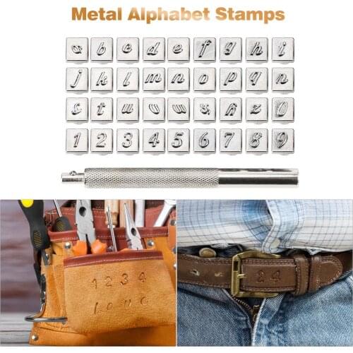 36pcs Steel Alphabet Number Stamp Punch Set for Leather Wood Craft Tools Kit Metal Leather Punch Tools Staming Leathercraft