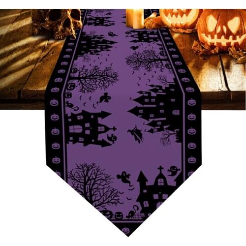 Halloween Castle Witch Table Runners Home Dining Coffee Table Decor Table Cloth Wedding Decoration Table Cover