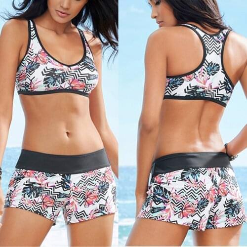 Sexy Bikinis Womens Two Piece Swimsuit Print Bandage Bikini Set Push-up Brazilian Swimwear Conservative Beachwear Bathing Suit