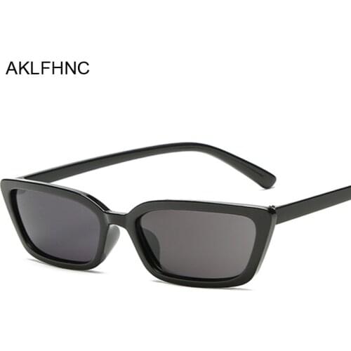 Sunglasses Women Vintage Fashion Small Rectangular Frame Black Red Cat Eye Sun Glasses Female Retro Skinny Shades