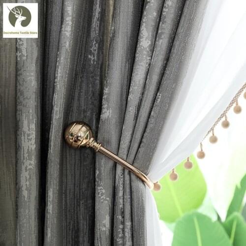 Light Luxury High-end American French Abstract Dark Pattern Jacquard Curtains Simple Modern Living Room Bedroom Finished Product