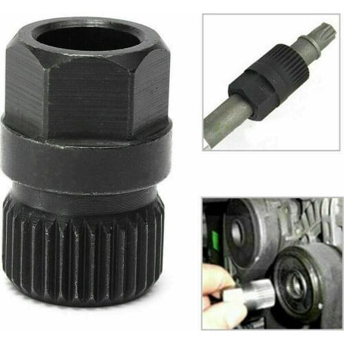 Universal 33 Teeth Spline Alternator Clutch Free Wheel Pulley Removal Tool Black Car Repair Tool