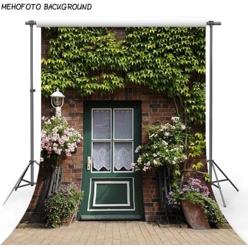 Vinyl Backdrop Leaves with Old Brick Wall Backgrounds for Wedding Photography 5x7ft Outdoor Photo Studio Background Backdrops
