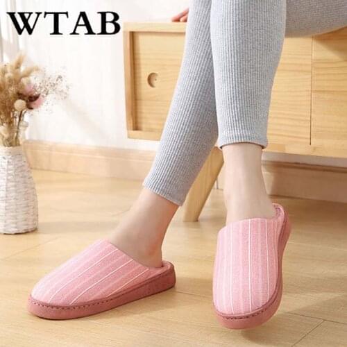 WTAB New Warm Home Women Slippers Cute Non-slip Winter Shoes Ladies Indoor Slippers Plush Slipper House Female Comfort Floor