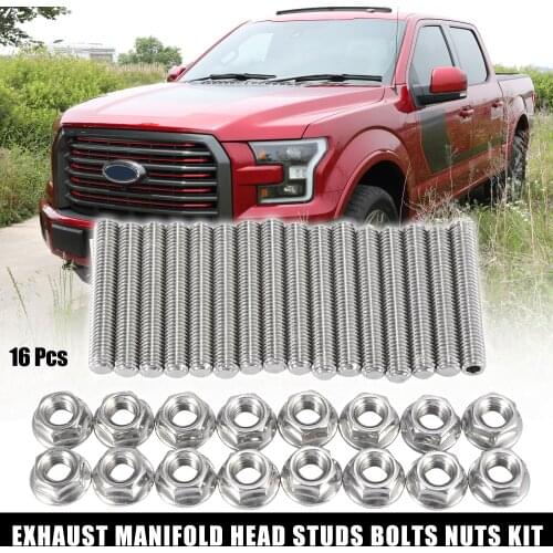 Uxcell 16pcs Stainless Steel Exhaust Manifold Bolt Stud Hardware for Ford 4.6 5.4 Liter V8 2 Manifolds
