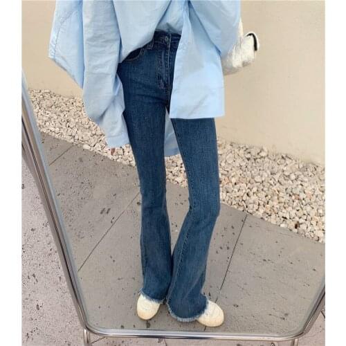 Flare Jeans For Women Summer Autumn High Waist Slim Boot Cut Denim Pants Ladies Korean Style Long Jean Denim Trousers