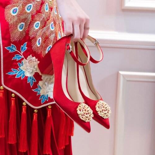 2020 High Heels Autumn Pointed Thick Heel 4CM/6CM Sexy High Heels Female Summer Shoes Female Wedding Bridal Shoes Size 33-42