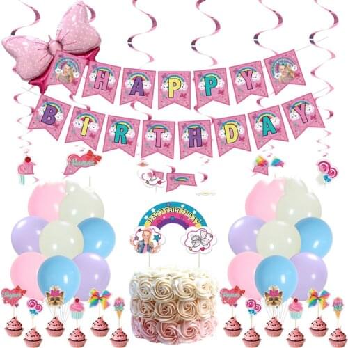 1set/pack Siwa Girl Theme Birthday Party Swirls Decorations Balloons Kids Favors Hanging Banner Cake Big Card Cupcake Toppers