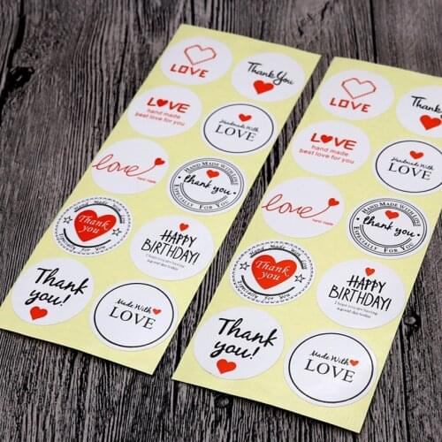 100PCS/lot Cute Vintage Love Thank you Round Kraft Seal sticker DIY Gifts posted Baking Decoration label Multifunction