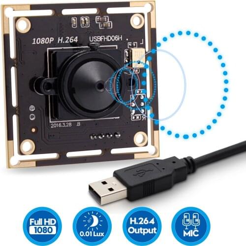 2.0 Megapixel 1080P Photographic Camera Full HD H.264 /MJPEG 30fps Low Light Industrial Webcam USB Board Camera Module for Linux