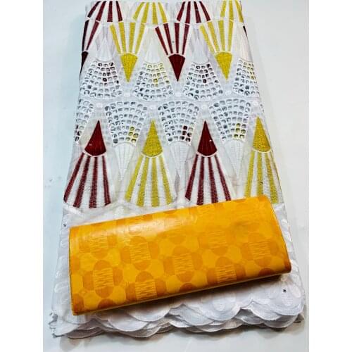 2.5+2.5Yards African Swiss Lace Fabric Heavy Beaded Embroidery African Swiss Voile Lace Bazin Riche Fabric Jacquard Brocade Lace