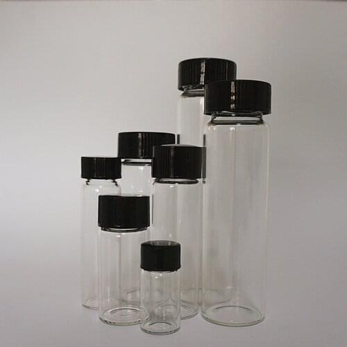 3ml 5ml 10ml 15ml 30ml 40ml 50ml Transparency Glass Seal Bottle Reagent Sample Vials With Plastic Lid Screw Cap