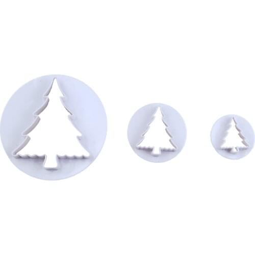 3 Pcs Christmas Tree Cake Stamping Chocolate Printing Mold Santa Claus Cookie Bread Fondant Biscuit Decorating Baking Tools