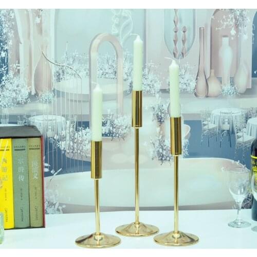 3 Pcs/ Set Ancient Gold Metal Candle Holder Simple Wedding Decorations Party Living Room Decoration Holiday Gift