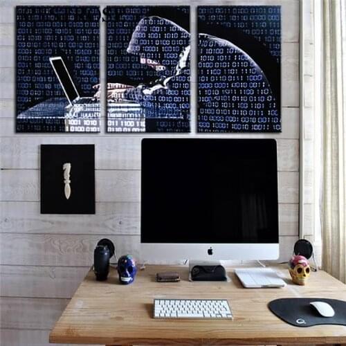 3 Pieces of Posters Painted On The Wall Programmer Code Mosaic Canvas Painting Modular Pictures Home Decoration Office Frameless