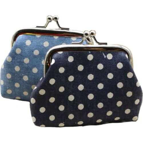 60PCS / LOT Vintage Print Dots Zero Purse Cloth Art Coin Bag Childrens Wallet Bag Women Wallet Key Pocket Coin Storage Bag